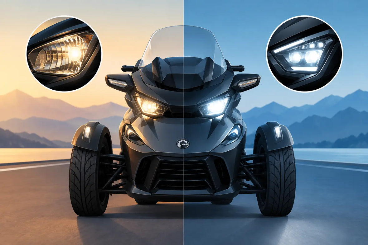 Spyder Halogen Versus LED: What Riders Notice